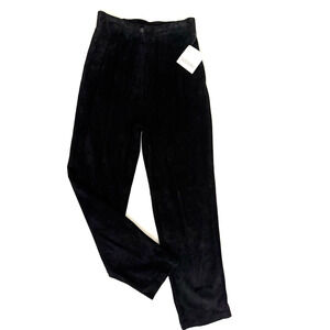 Vintage Evan Davies Black Suede Pants 8 Pleated Front High Rise Straight Y2K